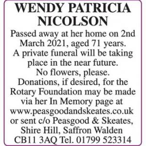 WENDY PATRICIA NICOLSON