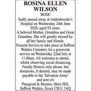 ROSINA ELLEN WILSON (ROSE)