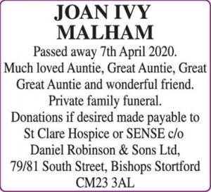 JOAN IVY MALHAM