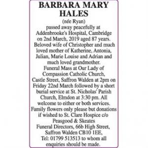 BARBARA MARY HALES