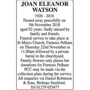 JOAN ELEANOR WATSON